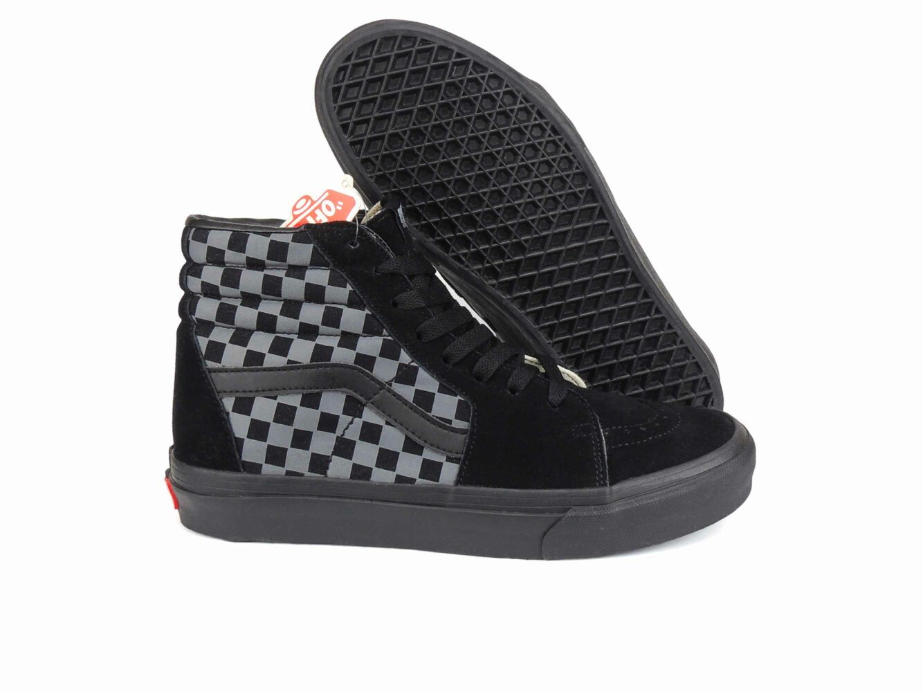 vans Sk8-Hi checkerboard grey black купить