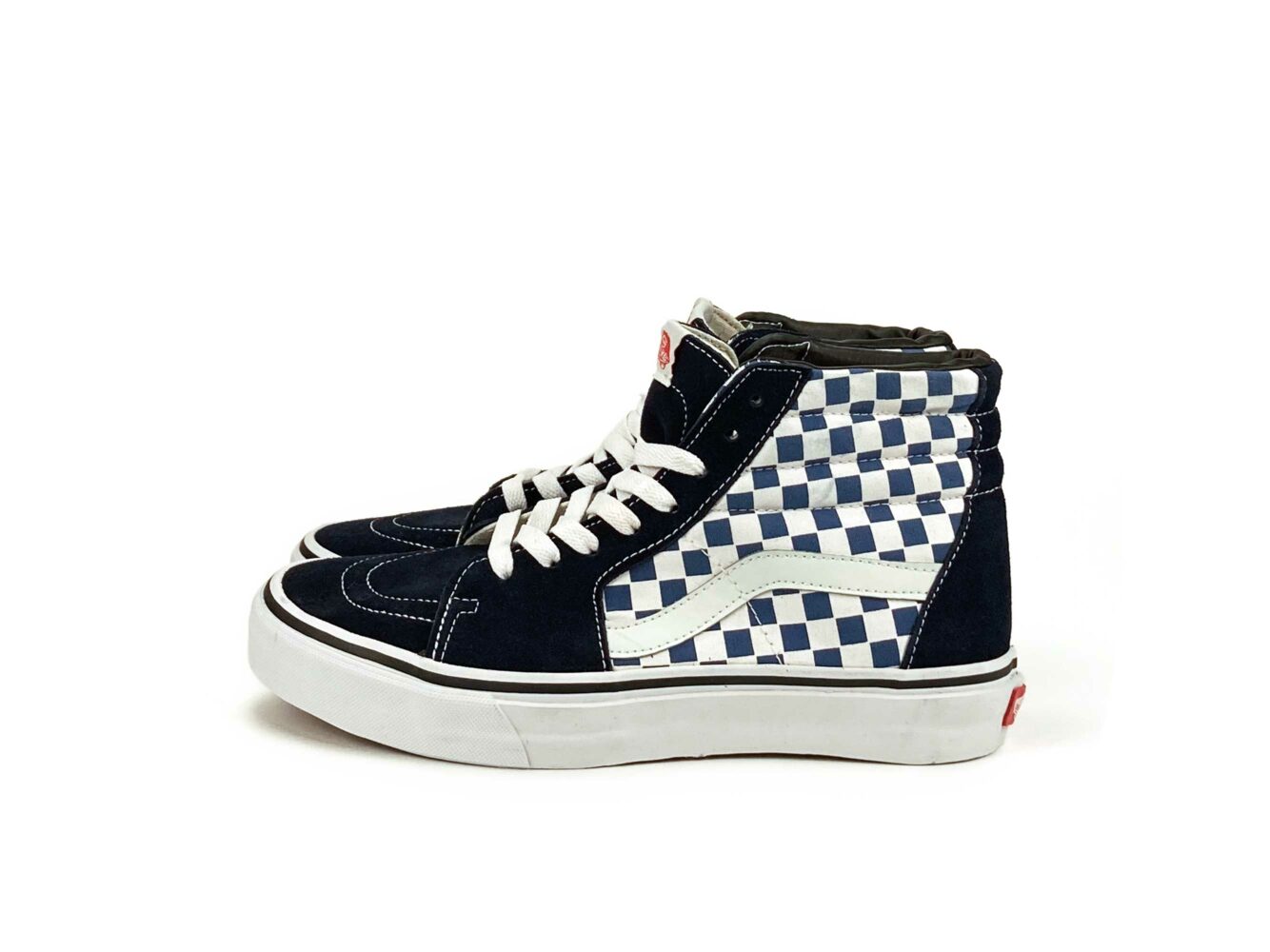 vans sk8-hi checkerboard navy blue white купить