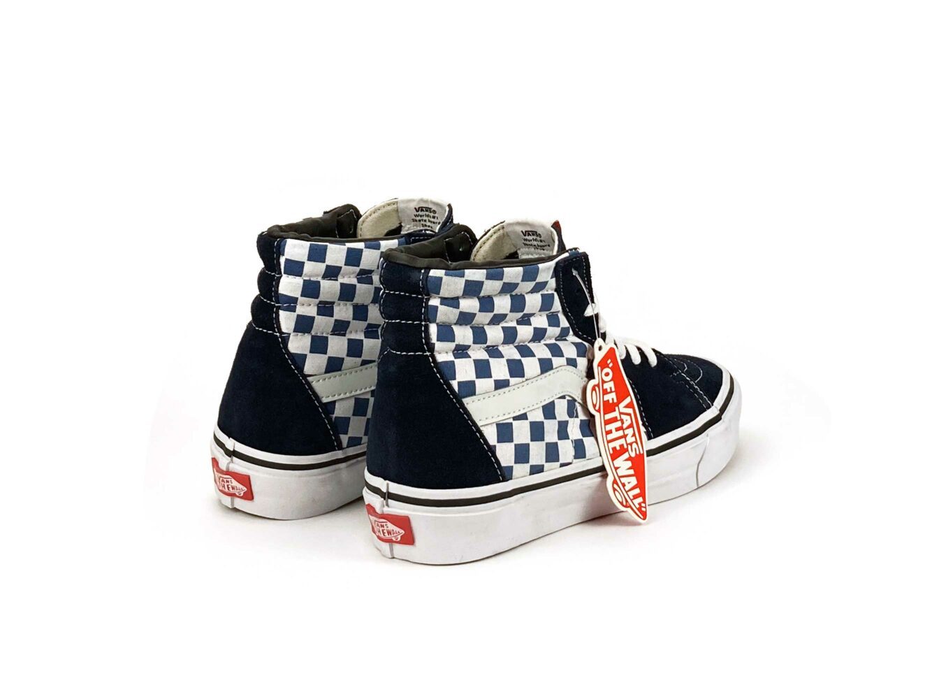 vans sk8-hi checkerboard navy blue white купить