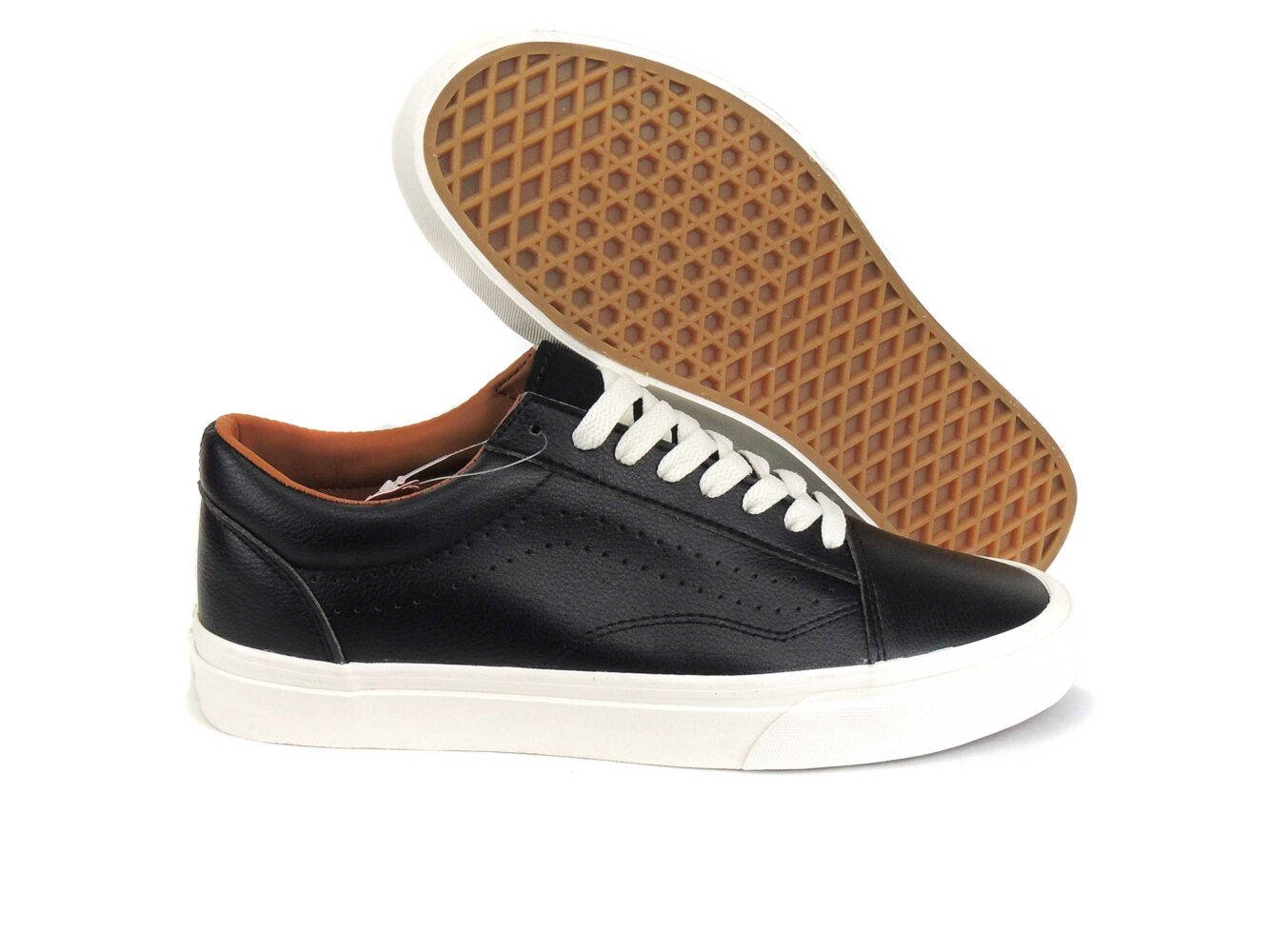 vans old skool black white leather купить