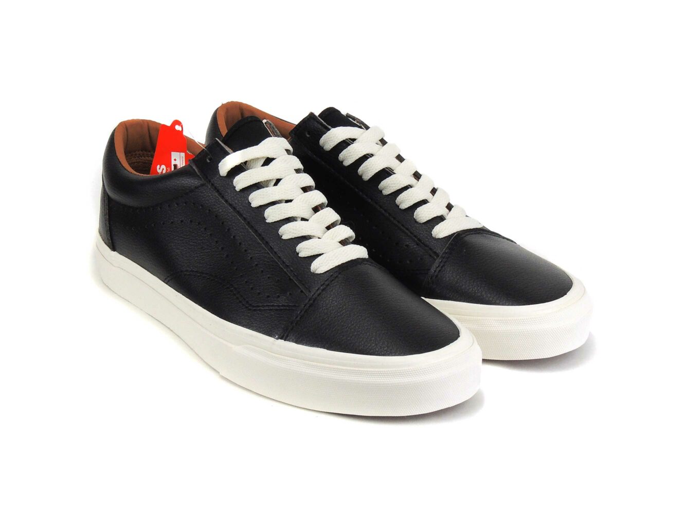 vans old skool black white leather купить