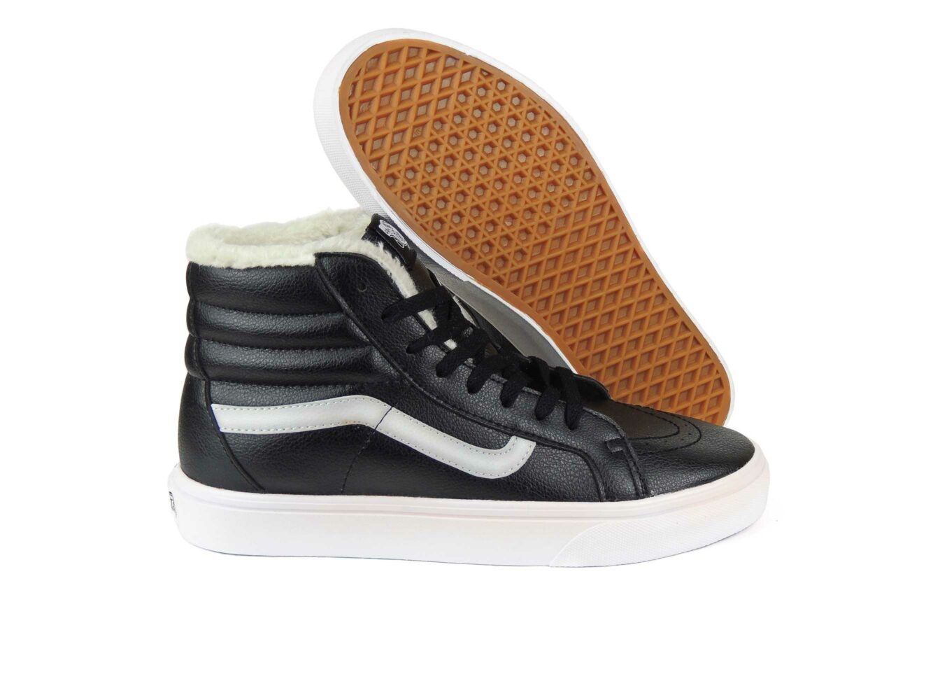 vans sk8 hi lether black white winte