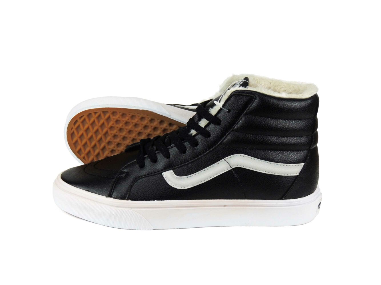 vans sk8 hi lether black white winte