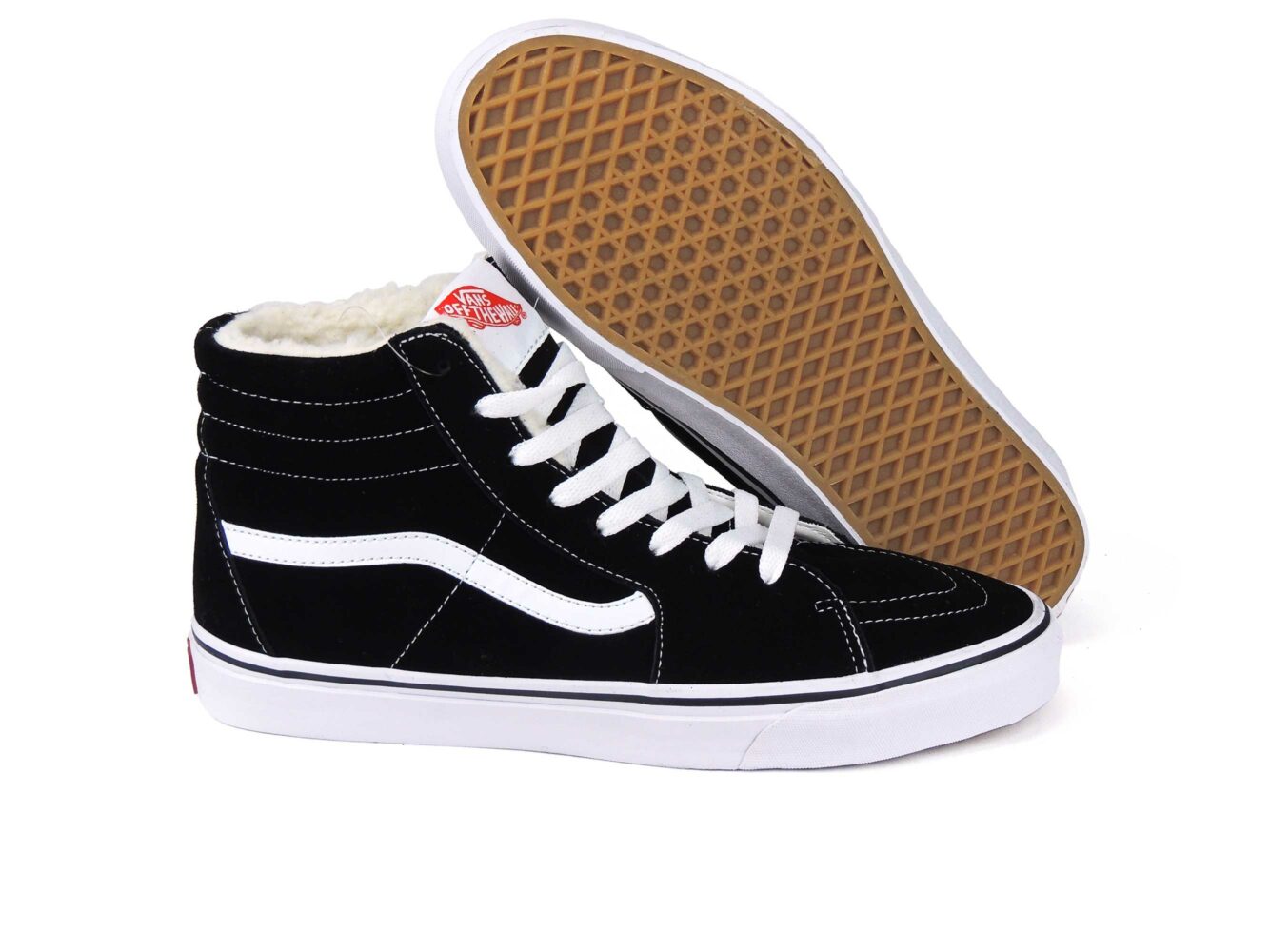 vans sk8-hi black white winter купить