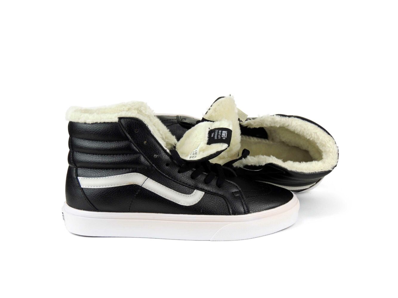 vans sk8 hi lether black white winte